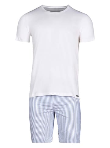 Skiny Pyjama in Weiß/ Hellblau