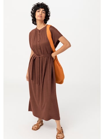 Hessnatur Lniana sukienka w kolorze brązowym