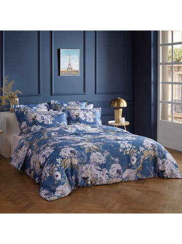 maison héritage PARIS Komplet pościeli satynowej "Hortensia" w kolorze niebieskim
