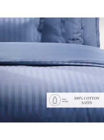 maison héritage PARIS Satin-Bettwäsche-Set in Blau