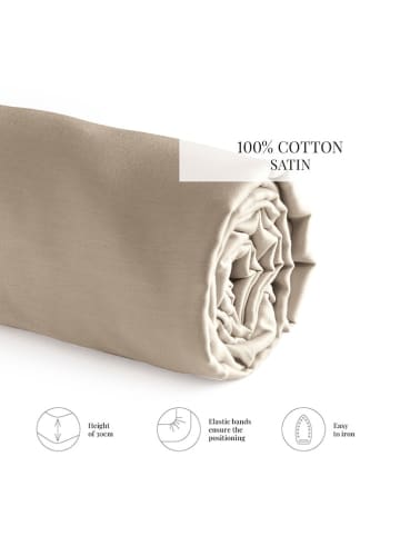 maison héritage PARIS Satin-Spannbettlaken in Taupe