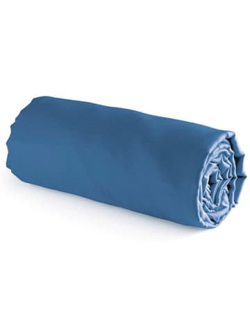 maison héritage PARIS Satin-Spannbettlaken in Blau