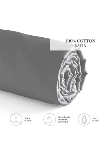maison héritage PARIS Satynowe prześcieradło w kolorze szarym na gumce