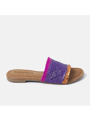 Lazamani Leren slippers paars