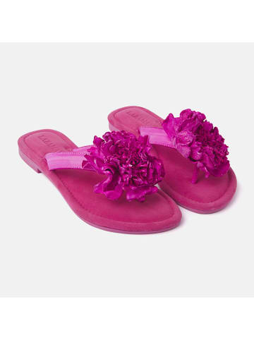 Lazamani Leren teenslippers roze