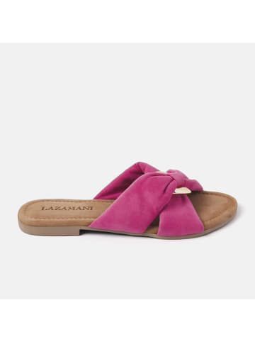 Lazamani Leder-Pantoletten in Pink