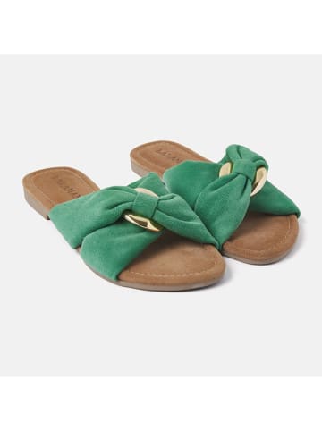 Lazamani Leren slippers groen