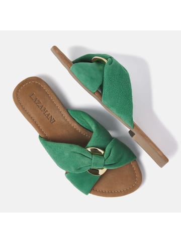 Lazamani Leren slippers groen