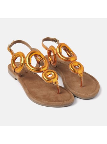 Lazamani Leder-Zehensandalen in Orange