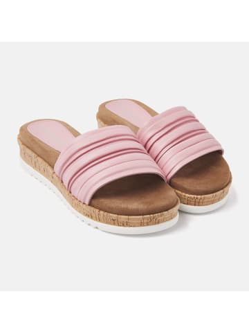 Lazamani Leren sleehakslippers lichtroze