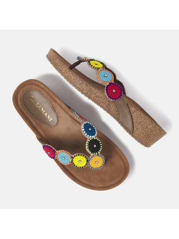 Lazamani Skórzane sandały w kolorze brązowym ze wzorem