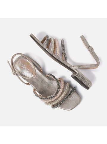 Lazamani Leren sandalen grijs