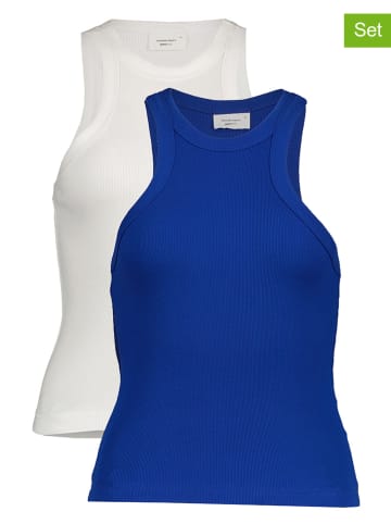 Gina Tricot 2-delige set: tops wit/blauw