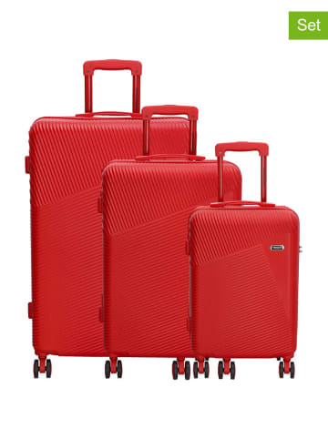 Beagles 3-delige hardcase-trolleyset "Beagles" rood