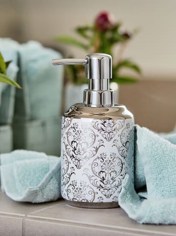 Wenko 2-delige set: tandenborstelbekers wit/zilverkleurig - (H)10,5 x Ø 7,5 cm