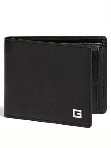Guess Skórzany portfel w kolorze czarnym - 12 x 9,5 x 2 cm
