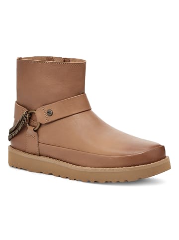 UGG Skórzane botki "Classic Mini Deconstructed" w kolorze jasnobrązowym