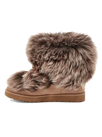 UGG Skórzane botki "Posh Mini Fur" w kolorze jasnobrązowym