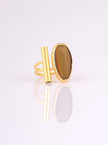 WOOW Vergulde ring met edelsteen