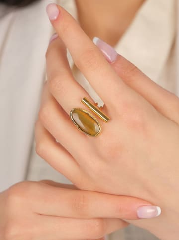 WOOW Vergulde ring met edelsteen