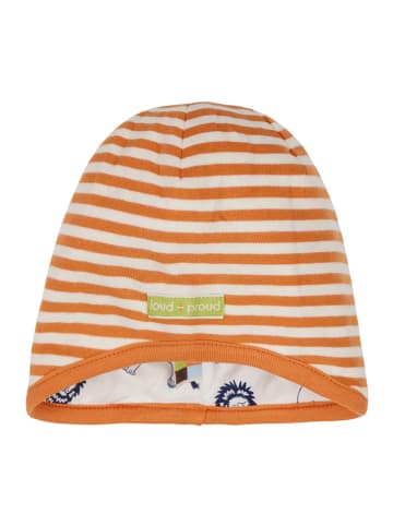 loud + proud Dwustronna czapka w kolorze biało-pomarańczowym
