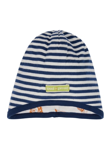 loud + proud Omkeerbare muts donkerblauw/wit