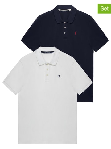 Polo Club Koszulki polo (2 szt.) w kolorze białym i granatowym
