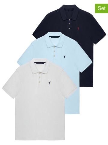 Polo Club Koszulki polo (3 szt.) w kolorze białym, błękitnym i granatowym