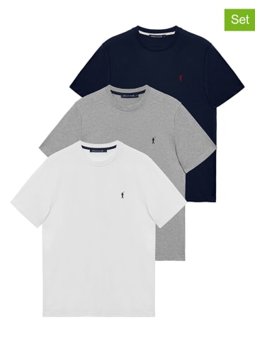 Polo Club Koszulki (3 szt.) w kolorze białym, szarym i granatowym