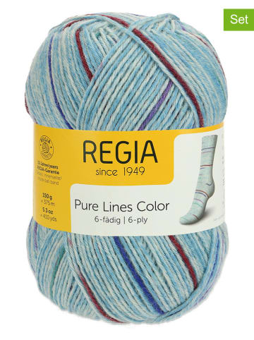 Regia 5er-Set: Wollgarne "Pure Lines Color" in Hellblau - 5x 150 g