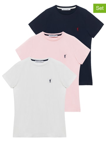 Polo Club Koszulki (3 szt.) w kolorze granatowym, jasnoróżowym i białym