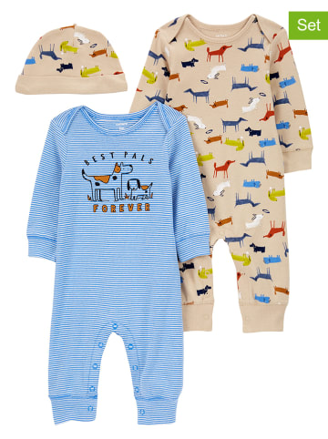 carter's 3-delige set: pakjes en muts blauw/beige