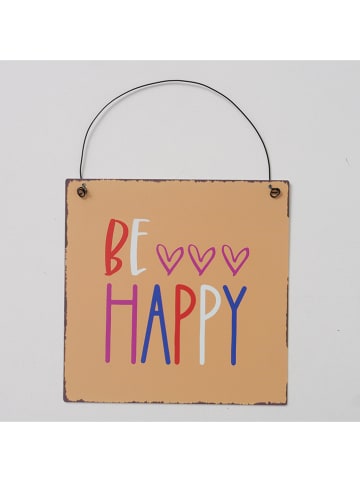 Boltze 4-delige set: tekstbordjes "Happy" meerkleurig - (L)17 x (B)17 cm