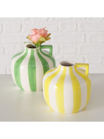 Boltze Wazony (2 szt.) "Malta" w kolorze zielonym i żółtym - wys. 14 cm