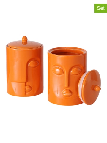 Boltze 2-delige set: voorraaddozen "Facio" oranje - (H)18 x Ø 11 cm