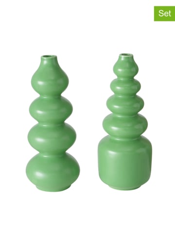 Boltze 2-delige set: vazen "Brunila" groen - (H)30 cm