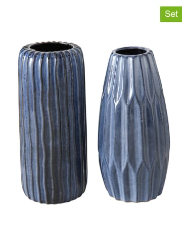 Boltze 2er-Set: Vasen "Aquarel" in Blau - (H)24 cm