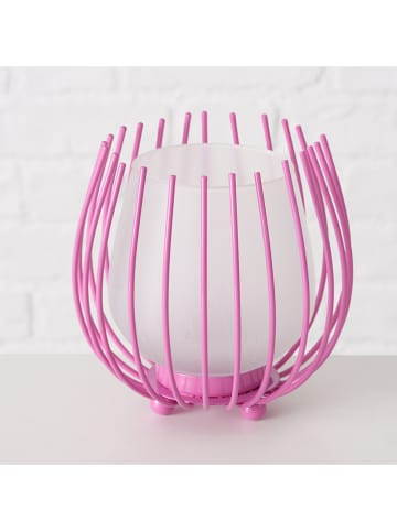 Boltze 2er-Set: Windlichter "Laval" in Grün/ Pink - (H)13 x Ø 12 cm