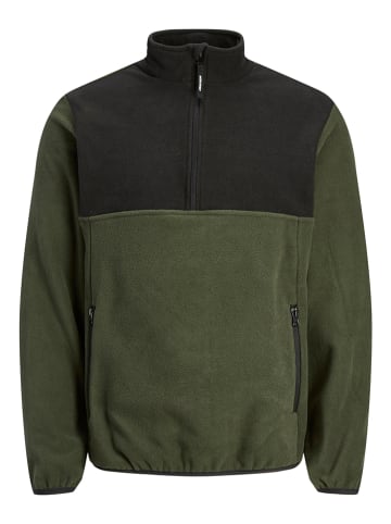 Jack & Jones Fleece trui kaki/zwart