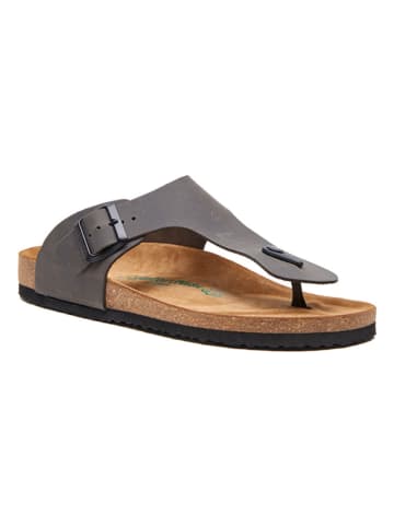 Comfortfusse Leren teenslippers grijs