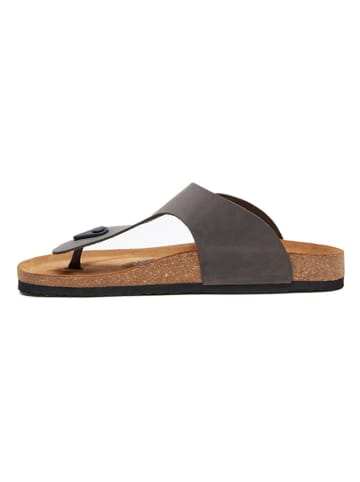 Comfortfusse Leder-Zehentrenner in Grau