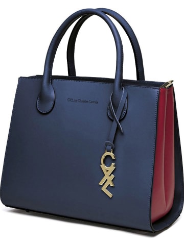 CXL by Christian Lacroix Leder-Henkeltasche "Montaigne" in Blau - (B)32 x (H)26 x (T)15 cm