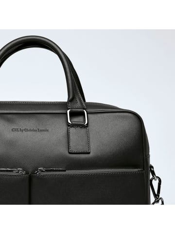 CXL by Christian Lacroix Leren zakentas "Pompidou" zwart - (B)38,5 x (H)28 x (D)10 cm