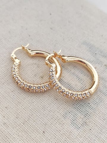 atelier MIU Vergulde creolen met edelstenen