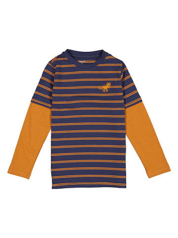 lamino Longsleeve in Dunkelblau/ Orange