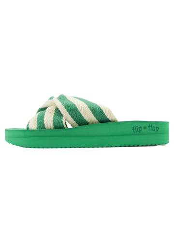 Flip Flop Pantoletten "Twist" in Grün/ Creme