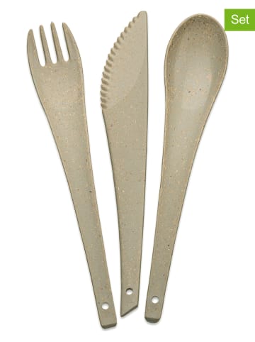 koziol 3-częściowy zestaw sztućców "Rio" w kolorze beżowym - dł. 19 cm