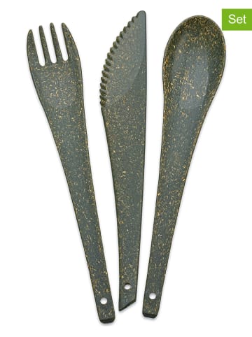 koziol 3tlg. Besteckset "Rio" in Grau - (L)19 cm