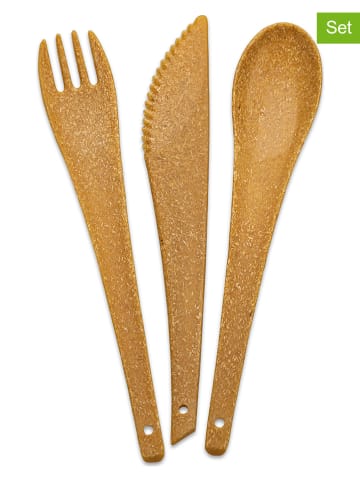 koziol 3-częściowy zestaw sztućców "Rio" w kolorze jasnobrązowym - dł. 19 cm