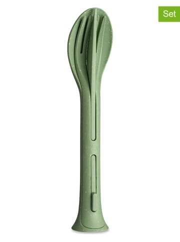 koziol 3-delige bestekset "Klikk Pocket" groen - (L)17 cm
